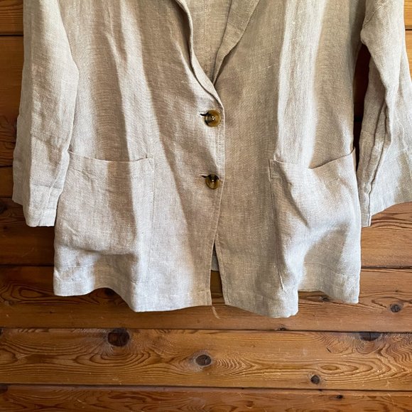 Rachel Zoe Women's Tan Linen Oversized Boyfriend Blazer Size Large - Picture 7 of 7